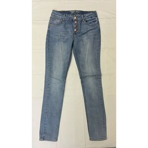 Hippie Girl Jeans 14 Blue High Rise Skinny Snap Front Adjustable Waist